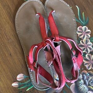 Red Leather Sandals
